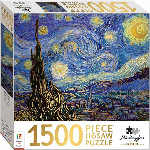 Starry Night by Van Gogh Mindbogglers Gold 1500 Piece Jigsaw Puzzle For Adults